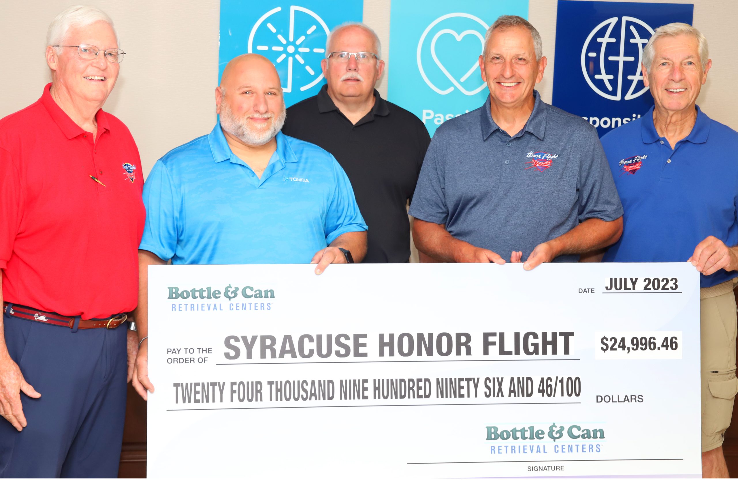 Honor Flight Syracuse accepts one of the largest single fundraising gifts in its 11-year history!